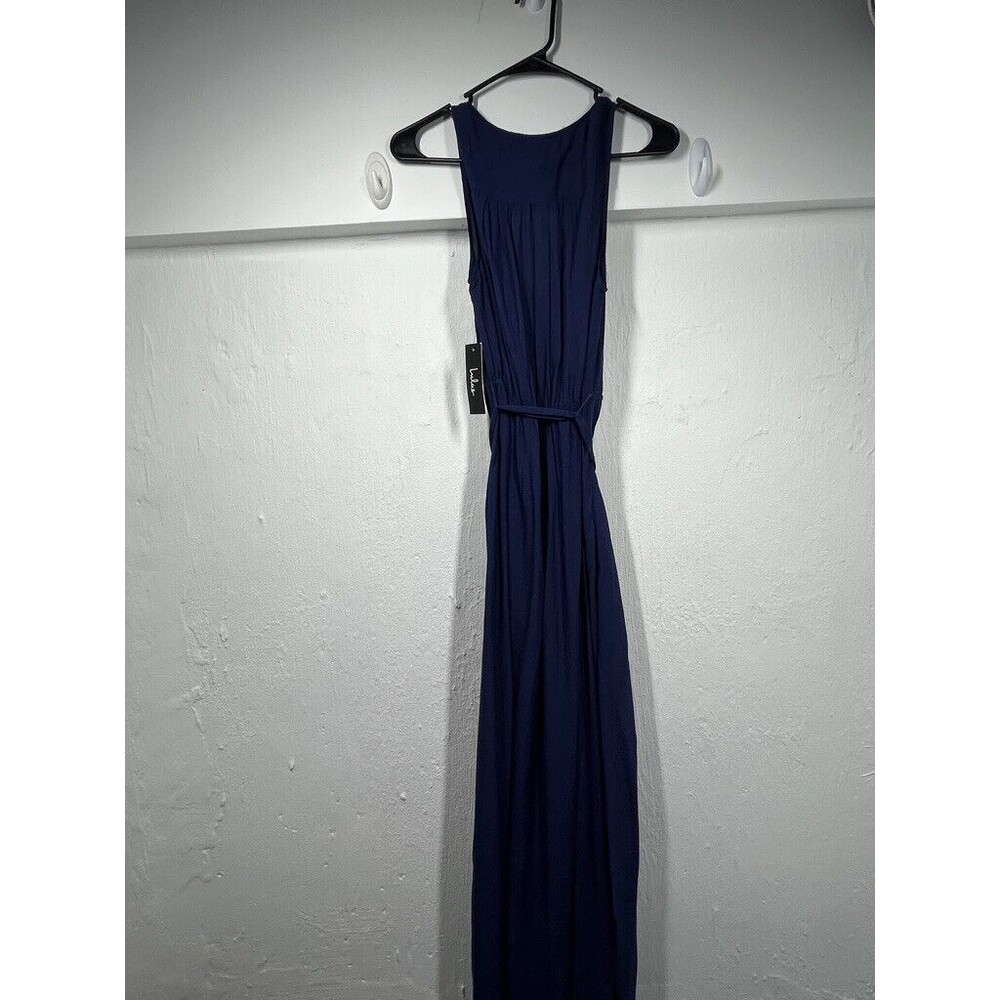 LULU'S WOMENS MAXI DRESS SLEEVELESS V NECK BELTED SIZE MED NWT